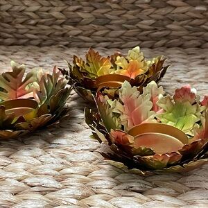 (3) Metal‎ Fall Leaf Tea Light Candle Holders